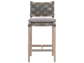Essentials for Living Outdoor Woven Rope Dove Flat Rope / Performance Gray Teak Costa Counter Stool