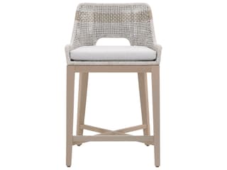 Essentials for Living Outdoor Woven - Outdoor Tapestry Wood Cushion Counter Stool