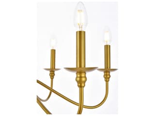 Elegant Lighting Rohan 6-Light Brass Candelabra Chandelier