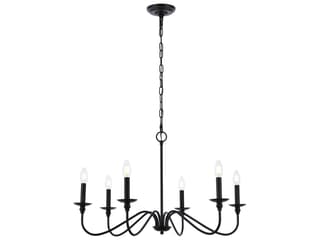 Elegant Lighting Rohan 6-Light Matte Black Candelabra Chandelier