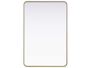 Remy Brass Rectangular Wall Mirror with Rounded Corners