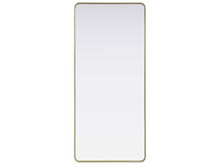 Remy Brass Rectangular Wall Mirror with Rounded Corners