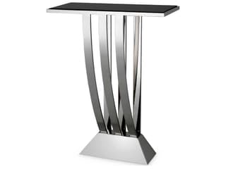 Beau Deco Console Table Polished Stainless Steel Black Marble