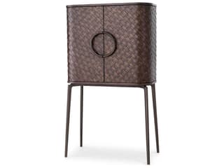 Eichholtz Nilsson Oak Veneer Bronze Bar Cabinet