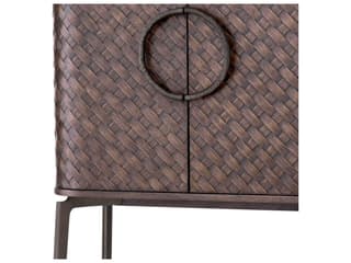 Eichholtz Nilsson Oak Veneer Bronze Bar Cabinet