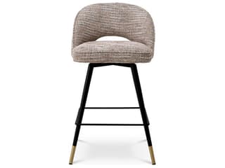 Eichholtz Cliff Mademoiselle Beige Upholstered Swivel Counter Stool Set of 2