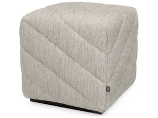 Eichholtz Avellino Splendor Light Grey Black Base Upholstered Accent Stool
