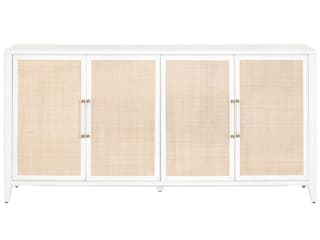 Essentials for Living Traditions Holland 71" Rubberwood Matte White Natural Brushed Brass Media Console