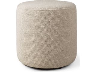 Barrow Off White Upholstered Pouf with Powder-Coated Metal Legs