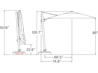 Treasure Garden Special Order Sunbrella 10 Foot AG25TSQR Square Cantilever Patio Umbrella