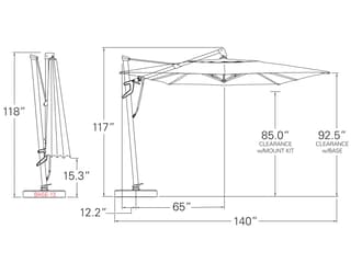 Treasure Garden Quick Ship AKZ PLUS 10 x 13 Foot Rectangular Infinite Tilt and Lock Cantilever