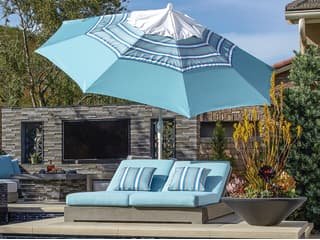 Treasure Garden Market Aluminum 11 Foot Octagon Auto Tilt Umbrella | PatioLiving Treasure Garden Market Aluminum 11 Foot Octagon Auto Tilt Umbrella | PatioLiving