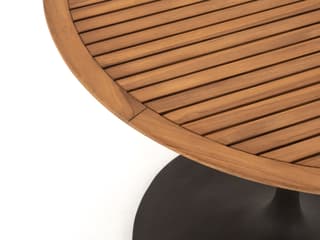 Luxecor Globetrotter Outdoor Bronze / Natural Teak Aluminum Round Bistro Table