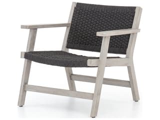 Four Hands Outdoor Solano Thick Dark Grey Rope / Weathered Teak Strap Lounge Chair