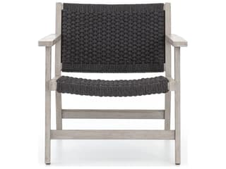 Four Hands Outdoor Solano Thick Dark Grey Rope / Weathered Teak Strap Lounge Chair