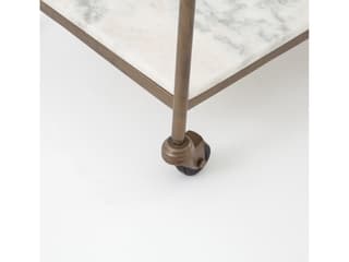 Four Hands Marlow Antique Brass White Marble Bar Cart