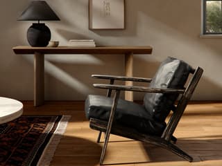 Four Hands Irondale Brooks Black Leather Accent Chair
