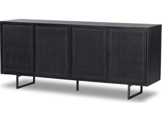 Carmel Sideboard Black Wash Mango Wood Cane and Iron