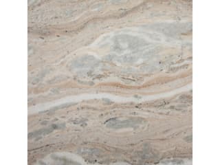Four Hands Marlow Corbett Round Creamy Taupe Marble Hammered Grey Coffee Table