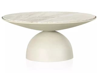 Corbett Round Marble Coffee Table Sculptural