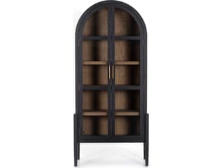 Four Hands Irondale Tolle Oak Wood Antique Brass Drifted Black Display Cabinet