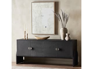 Four Hands Callahan Cressida 72" Black Linen Gunmetal Sideboard