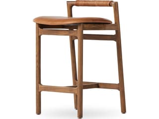 Four Hands Allston Baden Leather Solid Wood Haven Tobacco Lamont Nettlewood Counter Stool