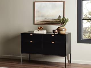 Four Hands Fulton Trey Black Wash Poplar  Modular Filing Cabinet