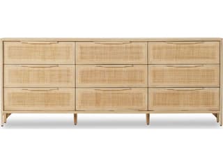 Four Hands Prescott 9-Drawers Beige Mango Wood Triple Dresser