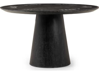 Four Hands Hughes Oak Wood Washed Black Bluestone Game Table