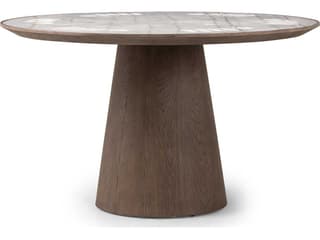 Four Hands Hughes Brown Oak Wood Weathered Dark White Marble Game Table