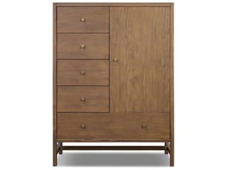 Four Hands Patten Saddle Tan Veneer Brown Acacia Wood Wardrobe Armoire