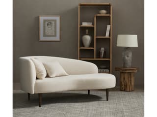 Four Hands Grayson Luna Capri Oatmeal Sienna Brown Cream Upholstered Chaise