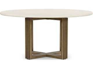 Four Hands Everett Mia Round Concrete Antique Brass Parchment White Dining Table