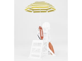Frankford Outdoor Umbrellas Lifeguard Silver Anodized Centerpole Outdoor Umbrella - Fiberglass Ribs - Striped Fabric