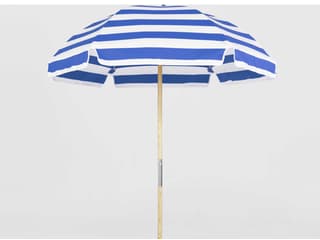 Frankford Avalon Fiberglass Beach 6.5 Foot Hexagon Manual Lift Outdoor Umbrella - Special Order Striped Fabric