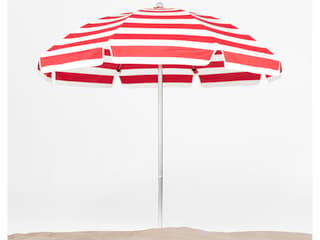 Frankford Avalon Fiberglass Beach 7.5 Foot Octagon Manual Lift Outdoor Umbrella - Special Order Striped Fabric