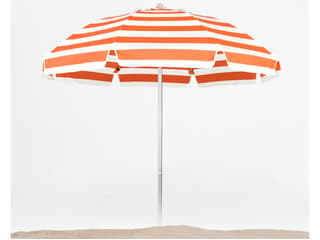Frankford Avalon Fiberglass Beach 7.5 Foot Octagon Manual Lift Outdoor Umbrella - Special Order Striped Fabric