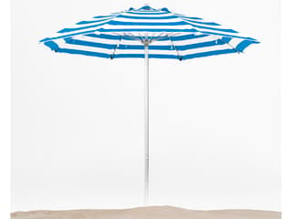 Frankford Avalon Fiberglass Beach 7.5 Foot Octagon Manual Lift Outdoor Umbrella - Special Order Striped Fabric