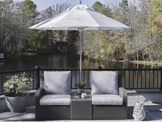 Frankford Greenwich Aluminum Silver Anodized 7.5 Foot Octagon Pulley Lift Outdoor Patio Umbrella