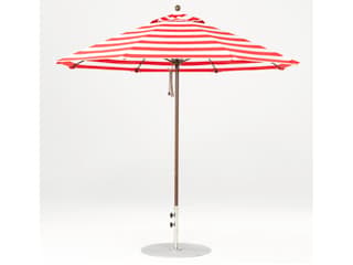 Frankford Monterey Market Fiberglass 9 Foot Octagon Pulley Lift Outdoor Patio Umbrella - Special Order Striped Fabric