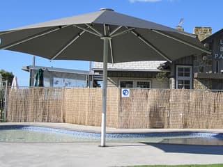 11 ft aluminum cantilever solar led offset outdoor patio umbrella 10' Solar Cantilever Umbrella - LED Lights & UV Protection