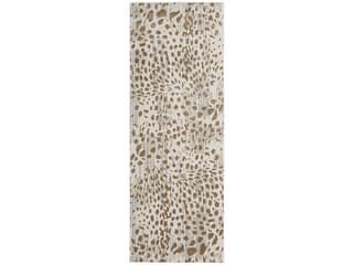 Waldor Modern Animal Print Runner Rug in Brown Ivory Tan