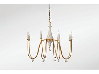 Gabby Clay 8-Light Vintage Gold With Distressed Ivory White Candelabra Chandelier