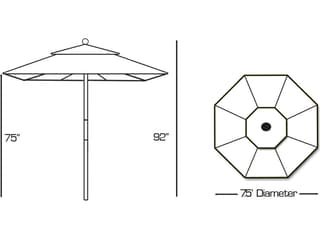 Galtech Quick Ship Cafe & Bistro Wood 7.5 Foot Octagon Push Up Lift Outdoor Patio Umbrella