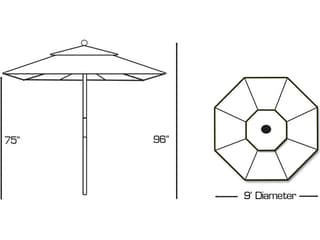 Galtech Quick Ship Wood 9 Foot Octagon Double Pulley Lift Outdoor Umbrella