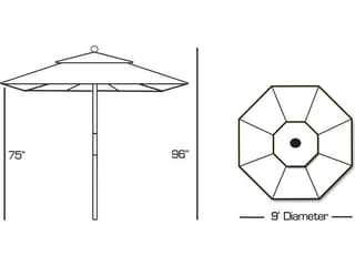 Galtech Quick Ship Wood Light 9 Foot Octagon Push Up Lift Outdoor Patio Umbrella
