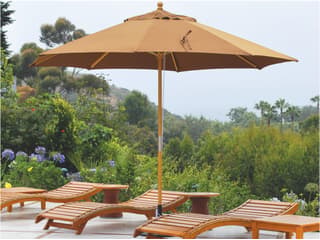 Galtech Quick Ship Light Wood 11 Foot Octagon Quad Pulley Lift Patio Umbrella