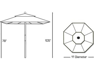 Galtech Quick Ship Light Wood 11 Foot Octagon Quad Pulley Lift Patio Umbrella