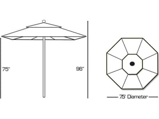 Galtech Quick Ship Commercial Aluminum 7.5 Foot Octagon Push Up Lift Outdoor Umbrella